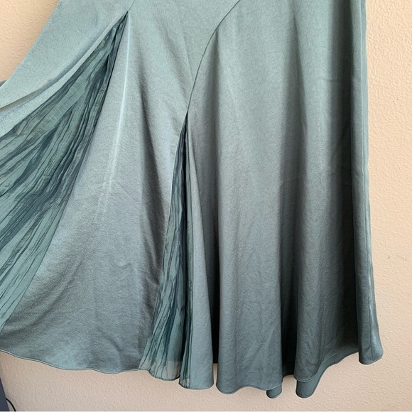 Vince Satin Midi Skirt 4 Pleated Mixed Media Asymmetrical - Picture 6 of 16